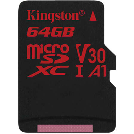 Карта памяти Micro SecureDigital 64Gb Kingston Canvas React SDHC class 10 UHS-I U3 (SDCR/64GB) + SD адаптер