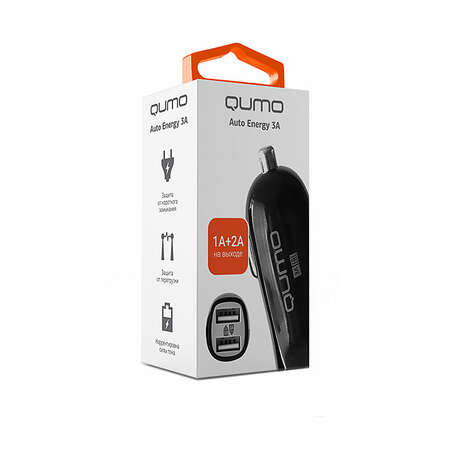 Автомобильное зарядное устройство Qumo 3A (2A+1A) USB черное (20731)