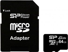 Micro SecureDigital 64Gb SDXC Silicon Power class10 UHS-I Elite (SP064GBSTXBU1V10-SP)