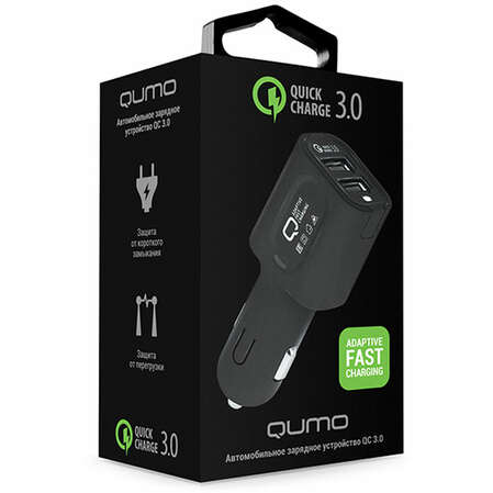 Автомобильное зарядное устройство Qumo DualQuickCharge3.0 (2x2A(QC3.0)) USB черный