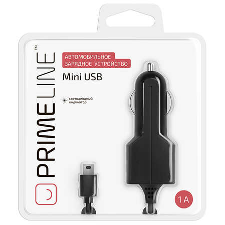 Автомобильное зарядное устройство Prime Line 1A mini USB черный (2203)