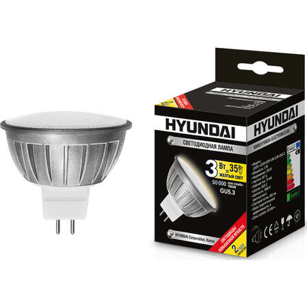 Светодиодная лампа LED лампа Hyundai Spotlight JCDR GU5.3 3W, 220V (LED01-JCDR-220V-3W-3.0K-GU5.3) желтый свет