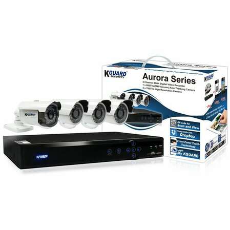 Комплект видеонаблюдения Kguard Aurora AR421-CKT001 DVR H.264 Cloud HDMI QRC 960H Автослежение 5Мпикс 800/700ТВЛ 4кан.+4кам.