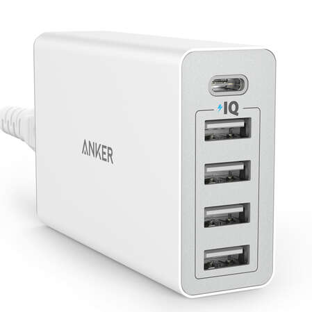Сетевое зарядное устройство Anker Powerport+ 5 40W A2053321, 4 USB, USB Type-C, 8A Белый 