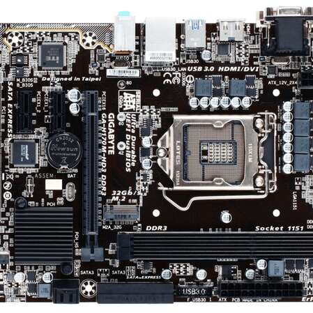Материнская плата Gigabyte GA-H170M-HD3 DDR3 H170 Socket-1151 2xDDR3, 6xSATA3, RAID, M.2, 1xPCI-E16x, 4xUSB3.0, HDMI, DVI, VGA, Glan, mATX