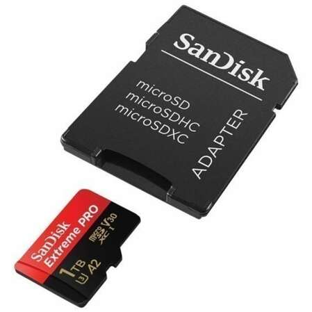 Карта памяти Micro SecureDigital 1Tb SanDisk Extreme Pro microSDXC class 10 UHS-1 U3 V30 (SDSQXCD-1T00-GN6MA) + адаптер