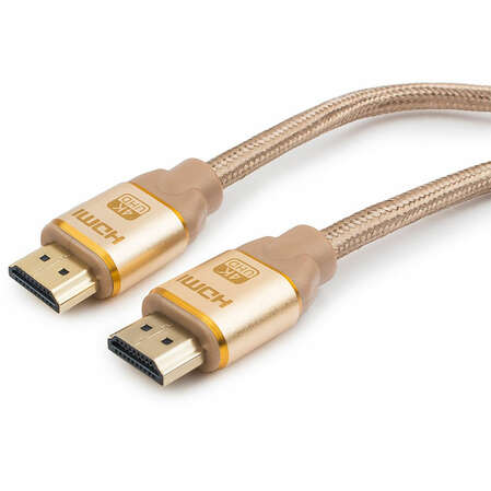 Кабель HDMI-HDMI v1.4 1.8м Cablexpert (CC-G-HDMI03-1.8M) нейлоновая оплетка, Золотой