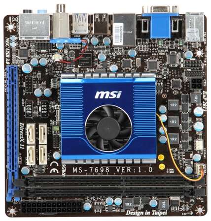 Материнская плата MSI E350IA-E45 Brazos, AMD® Hudson M1 Chipset, Integrated AMD Zacate-FT1 APU(Zacate E350, dual core), 2xDDR3, 4xSATA3, 2xUSB3.0, GLan Mini-ITX