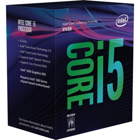 Процессор Intel Core i5-8500, 3ГГц, (Turbo 4.1ГГц), 6-ядерный, L3 9МБ, LGA1151v2, BOX