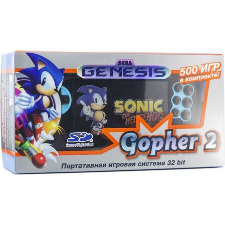 Игровая приставка SEGA Genesis Gopher 2 LCD 4.3" + 500 игр (синяя)
