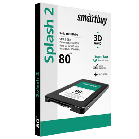 Внутренний SSD-накопитель 80Gb Smartbuy Splash 2 SB080GB-SPLH2-25SAT3 SATA3 2.5"