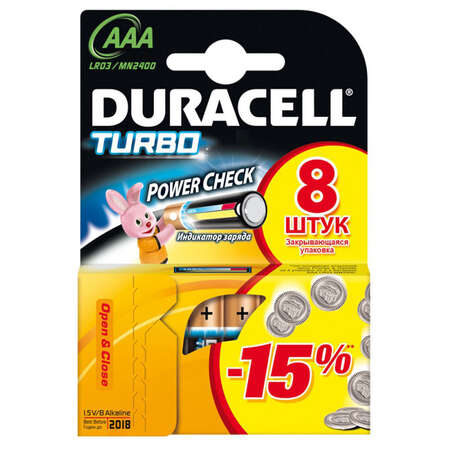 Батарейки Duracell LR03-8BL Turbo AAA 8шт