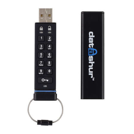 Защищенный USB2.0 Flash 16Gb iStorage DatAshur, шифрование данных, удаление данных, ввод пароля на корпусе, металлический корпус (IS-FL-DA-256-16)