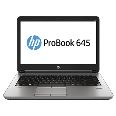 Ноутбук HP ProBook 645 G1 14"(1366x768 (матовый))/AMD A4 4300M(2.5Ghz)/4096Mb/500Gb/DVDrw/Int:AMD Radeon HD7520G2/Cam/BT/WiFi/55WHr/war 1y/2kg/silver/black/W7