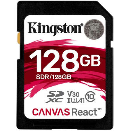 Карта памяти SecureDigital 128Gb Kingston Canvas React SDHC Class 10 UHS-I U3 (SDR/128GB) 