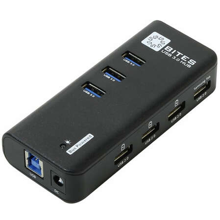 7-port USB Hub 5bites HB33-304PBK Черный (3 x USB3.0 + 4 x USB2.0) все порты 1.5A