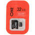 Micro SecureDigital 32Gb ONE SDHC class 10 (ONE-USDH32GU1C10-R)