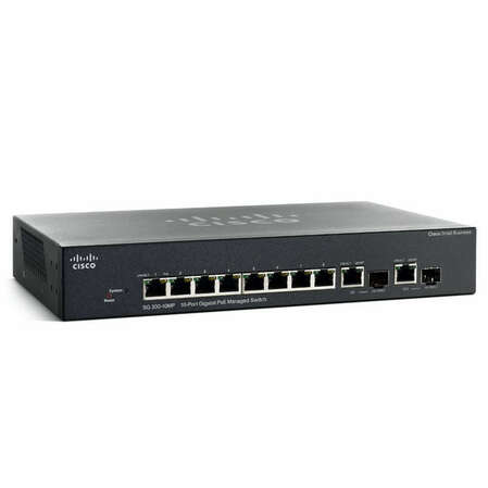 Коммутатор Cisco SG300-10MP управляемый 8xGbLAN, 2 combo SFP/GbLAN, PoE, 19" (SRW2008MP-K9)