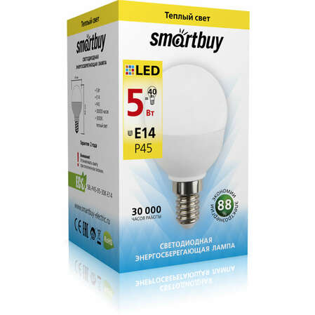 Светодиодная лампа Smartbuy P45-05W/3000/E14 SBL-P45-05-30K-E14
