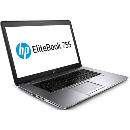 Ноутбук HP EliteBook 755 G2 15.6"(1366x768 (матовый))/AMD A8 PRO 7150B(1.9Ghz)/4096Mb/500Gb/noDVD/Int:AMD Radeon R5/Cam/BT/WiFi/50WHr/war 3y/2kg/silver/black
