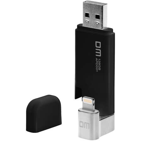 USB Flash накопитель 128GB DM AIPLAY для Apple iPhone\iPad\iPod Touch с разъемом Lightning MFI черный