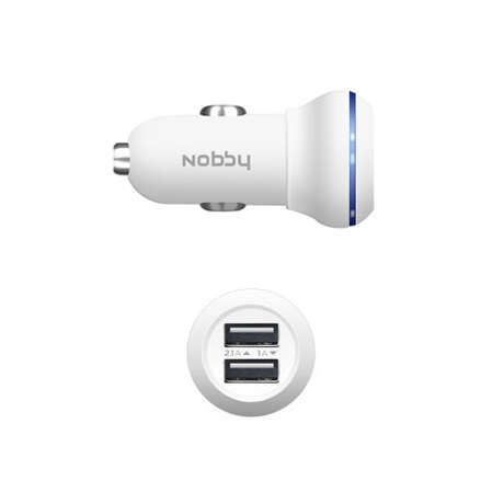 Автомобильное зарядное устройство Nobby Apple Lightning 2хUSB 2A и 1А, белое (07714) 