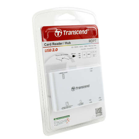 Card Reader Transcend All in 1+3-port USB hub SDHC (TS-RDP7W) USB 2.0 Белый