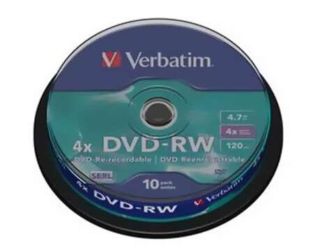 Оптический диск DVD-RW 4.7Gb Verbatim 4x 10 шт Cake Box (43552)
