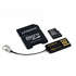 Micro SecureDigital 8Gb HC Kingston (Class 10) + SD адаптер + USB CardReader (MBLY10G2/8GB)
