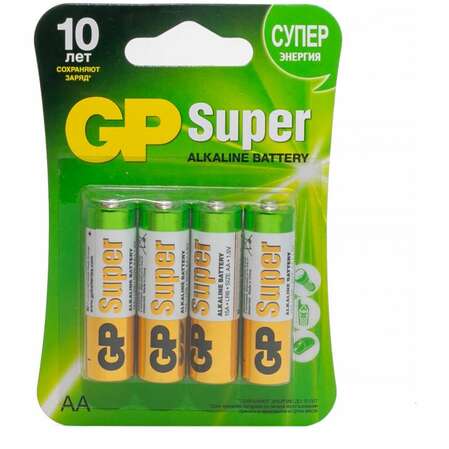 Батарейки GP 15A(LR6)-BC4 Super Alkaline AA 4шт