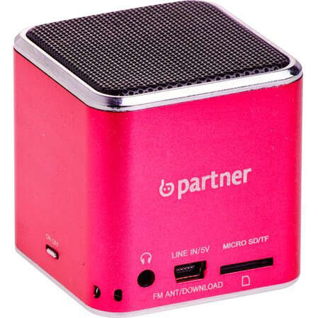 Портативная колонка Partner Cube 3Вт c microSD-плеером, FM-радио красная