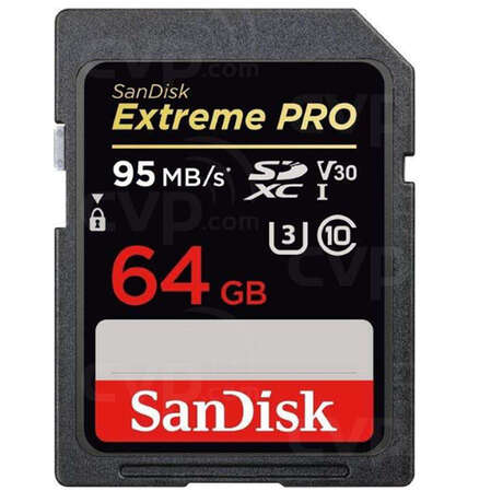Карта памяти SecureDigital 64Gb SanDisk Extreme Pro SDXC Class 10 UHS-I U3 (SDSDXXG-064G-GN4IN)