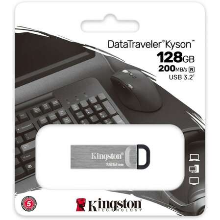 USB Flash накопитель 128GB Kingston DataTraveler Kyson (DTKN/128GB) USB 3.0 Черно-серебристый