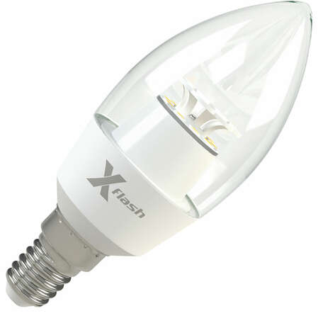 Светодиодная лампа LED лампа X-flash Candle E14 6.5W 220V желтый свет, прозрачная колба