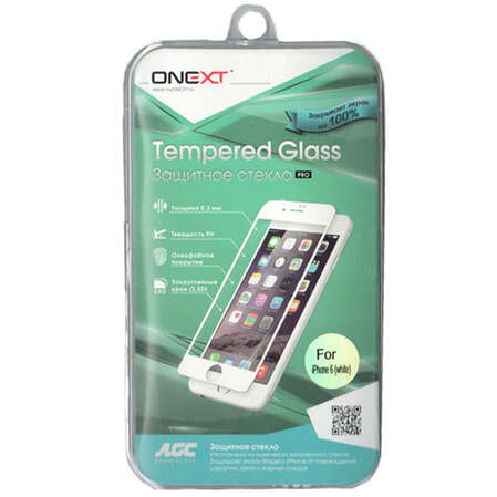 Защитное стекло для iPhone 6 Onext, на весь экран, с белой рамкой