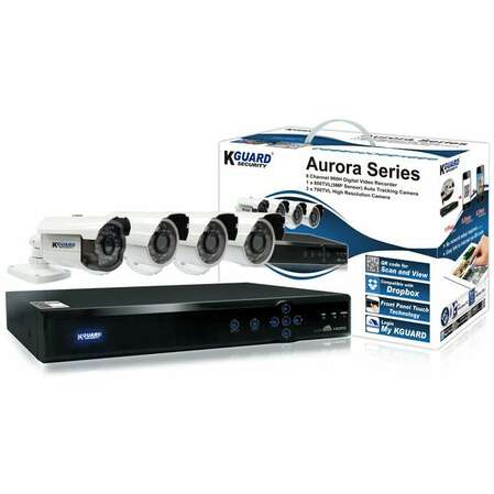 Комплект видеонаблюдения Kguard Aurora AR821-CKT001 DVR H.264 Cloud HDMI QRC 960H Автослежение 5Мпикс 800/700ТВЛ 8кан.+4кам.