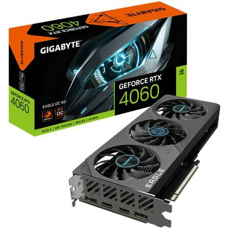 Видеокарта Gigabyte GeForce RTX 4060 8192Mb, Eagle OC 8Gb (GV-N4060EAGLE OC-8GD) 2xHDMI, 2xDP, Ret