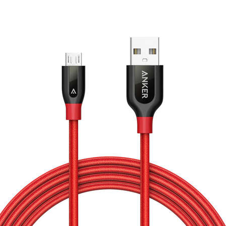 Кабель USB-MicroUSB 1.8m Anker Powerline+ (A8143091) кевлар, 6000+ перегибов, красный