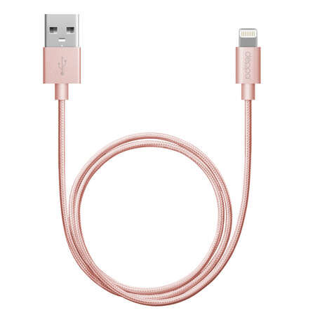 Кабель для Apple Lightning MFI Deppa 1,2м алюминий/нейлон розовый  