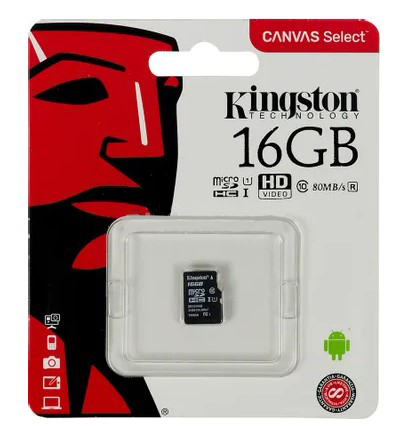 Карта памяти Micro SecureDigital 16Gb Kingston Canvas Select SDHC class 10 UHS-I (SDCS/16GBSP)