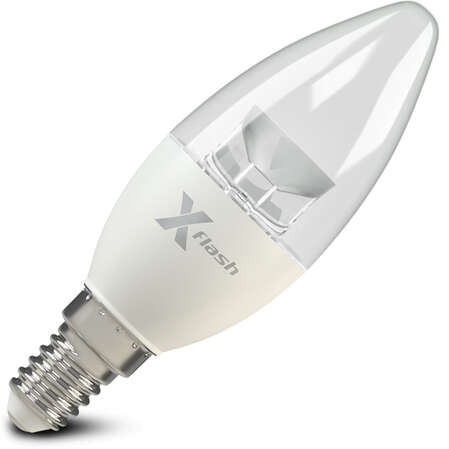Светодиодная лампа LED лампа X-flash Candle E14 5.5W 220V желтый свет, прозрачная колба