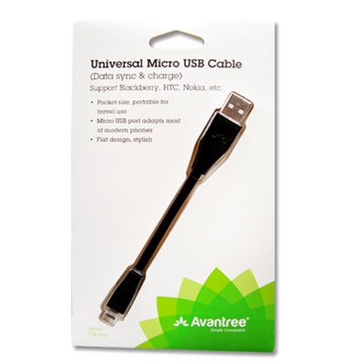 Кабель USB-MicroUSB Avantree для синхронизации и зарядки (FDKB-MICRO-F-USB) 13см черный