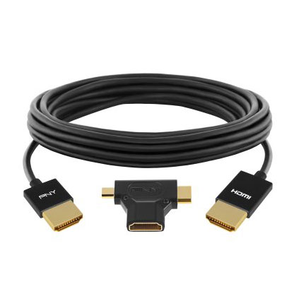Кабель HDMI-HDMI v1.4 3.5м PNY (C-H-A10-A12-3N1) Коробка + MiniHDMI/MicroHDMI adapter