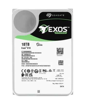Внутренний жесткий диск 3,5" 18Tb Seagate (ST18000NM000J) 256Mb 7200rpm SATA3 Exos X18