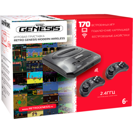 Игровая приставка SEGA Retro Genesis Modern + 170 игр + 2 беспроводных джойстика