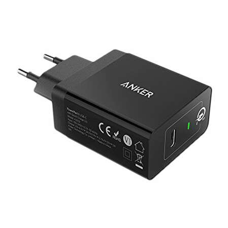 Сетевое зарядное устройство Anker PowerPort+ 1 USB-C 4.8A с кабелем USB Type C 0.9м A2012311 (Quick Charge 3.0) чёрное