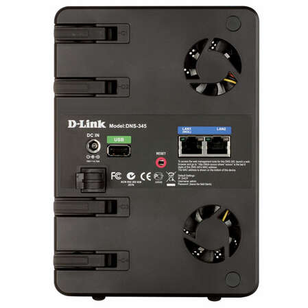 Сетевое хранилище D-Link DNS-345, 4x3.5HDD Hot Swap, Raid 0, 1, 10, 5, 2xGbLAN, 1xUSB2.0