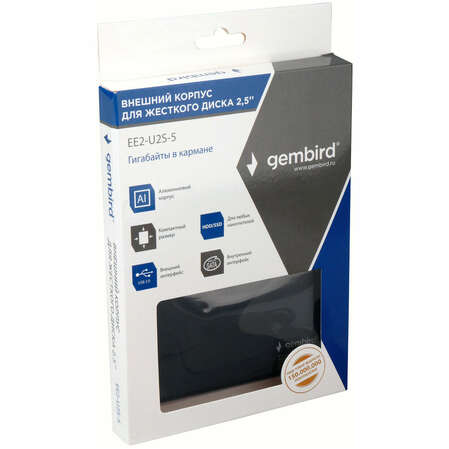 Корпус 2.5" Gembird EE2-U2S-5, SATA-USB2.0 Black