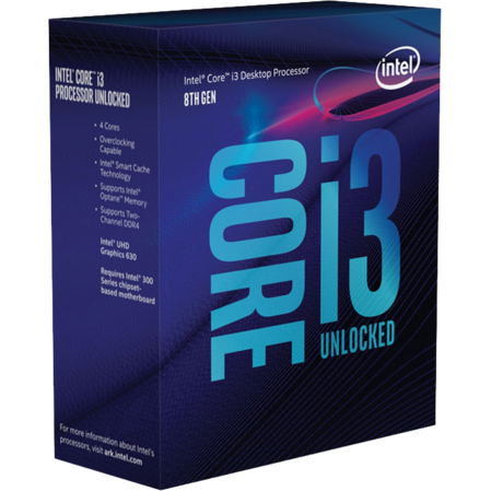 Процессор Intel Core i3-8350K, 4ГГц, 4-ядерный, L3 8МБ, LGA1151v2, BOX