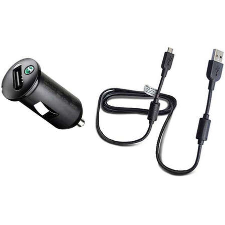 Автомобильное зарядное устройство Sony AN-401 разъем micro USB, черное